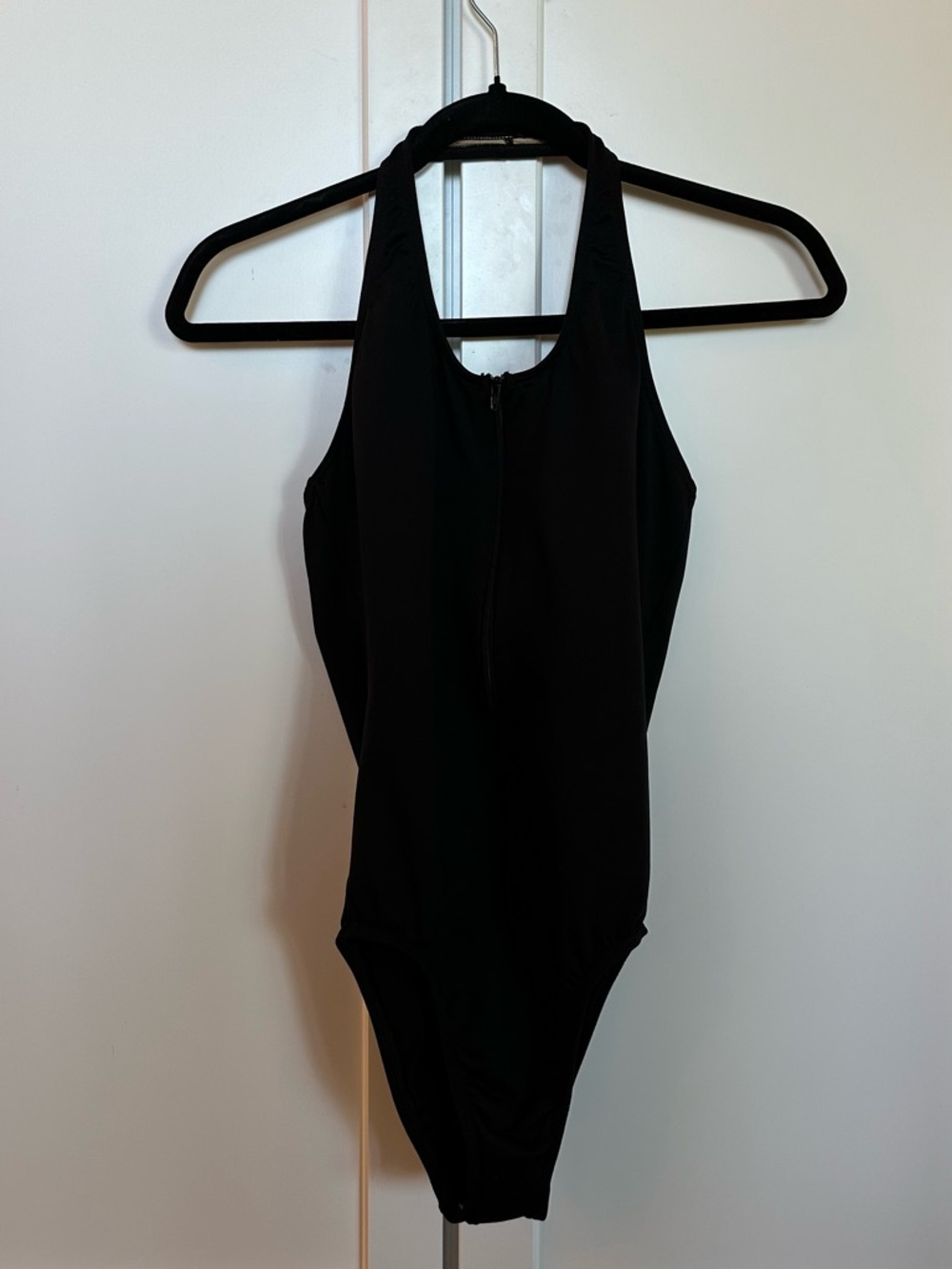 Motionwear Black Halter Leotard with Front Zip